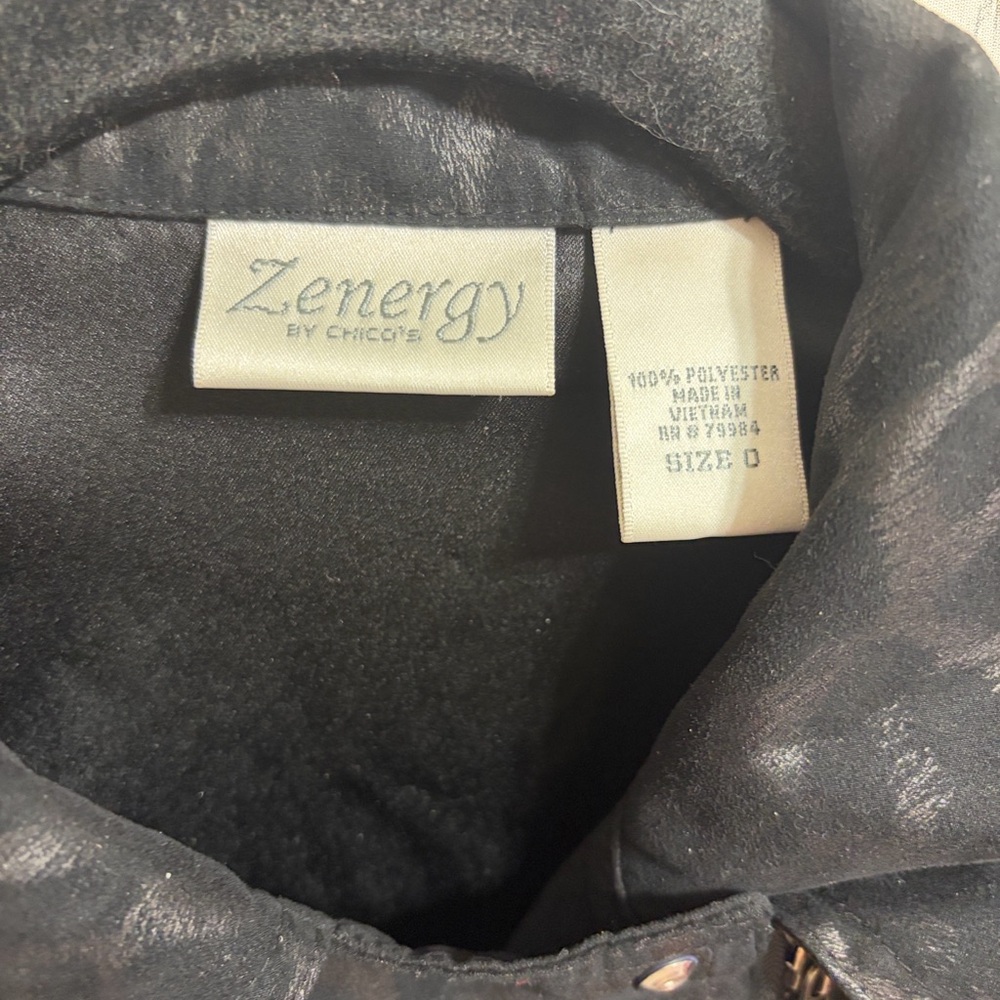 Chico's Black Leopard Patterned Bomber Jacket - image 2